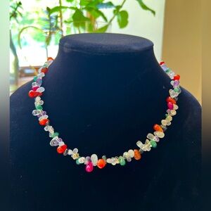 Teardrop Stone Bead Necklace w/ Sterling Silver Clasp